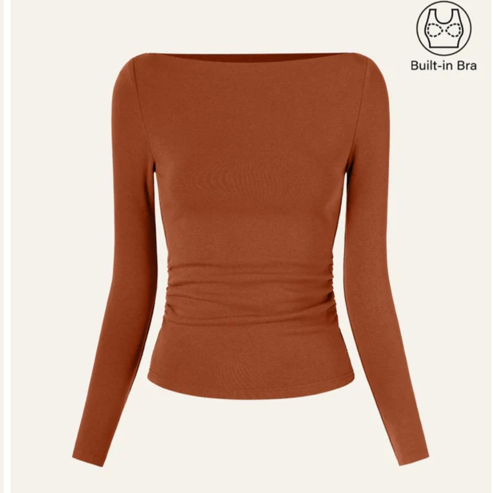 OGL Modern Side Ruched Boatneck Brami Top Long Sleeve Autumn Size S